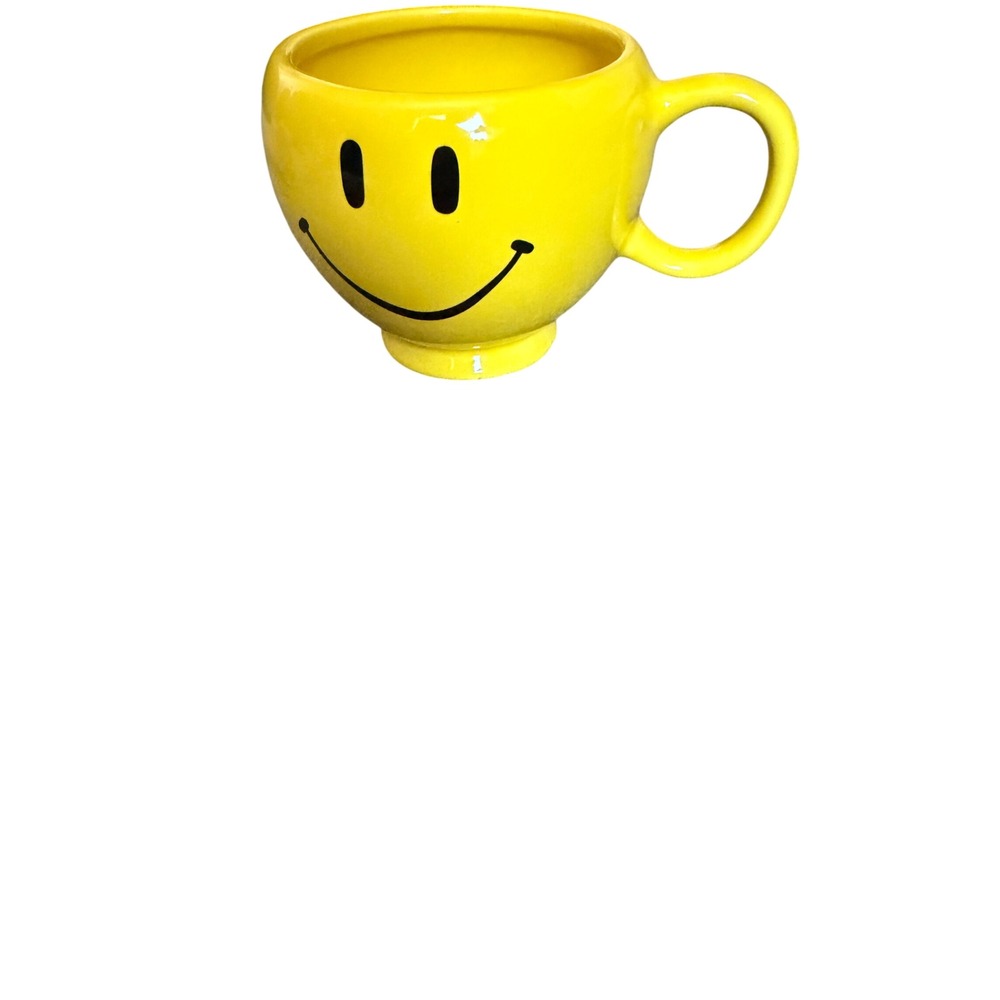 Teleflora Gift Yellow Smiley Face Ceramic Coffee Mug Oversized Happy Face Cup